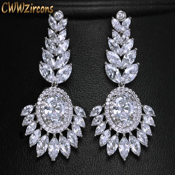 cwwzircons cubic zirconia wedding evening jewelry luxury long drop bohemian earrings for party women cz299, Silver
cwwzircons cubic zirconia wedding evening jewelry luxury long drop bohemian earrings for party women cz299, Silver