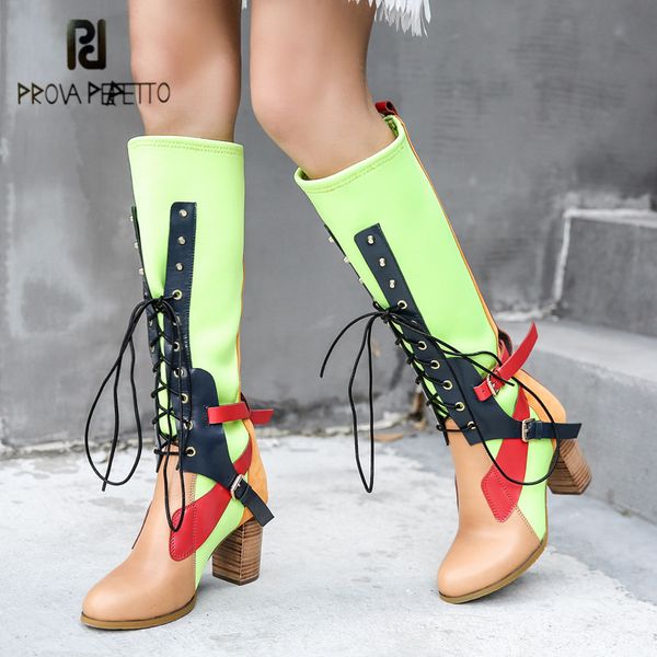 prova perfetto mixed color women knee high boots fashion riding boot stretch fabric sock boots chunky high heel slim fit botas, Black
prova perfetto mixed color women knee high boots fashion riding boot stretch fabric sock boots chunky high heel slim fit botas, Black