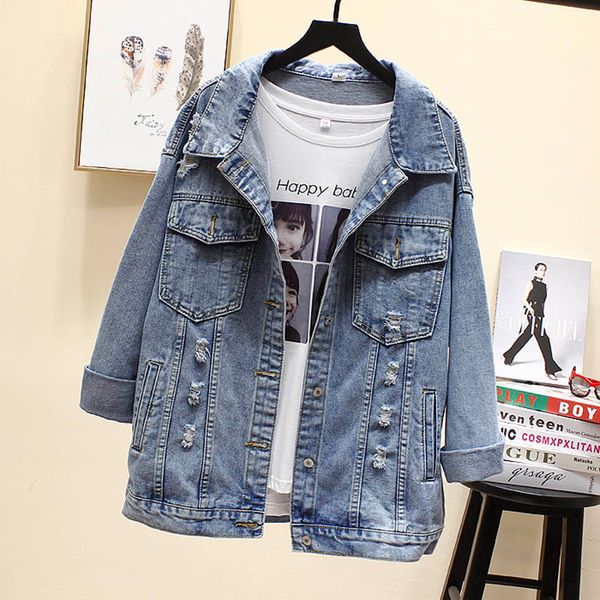 new women denim jacket 2020denim jacket ripped holes jean coat patchwork bf style jeans coats and jackets women's denim clothing, Black;brown
new women denim jacket 2020denim jacket ripped holes jean coat patchwork bf style jeans coats and jackets women's denim clothing, Black;brown