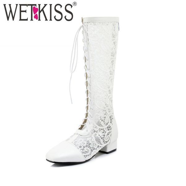 wetkiss new thick heel knee high summer women boots zipper lace footwear antumn fashion casual cross tied boots pu ladies shoes, Black
wetkiss new thick heel knee high summer women boots zipper lace footwear antumn fashion casual cross tied boots pu ladies shoes, Black