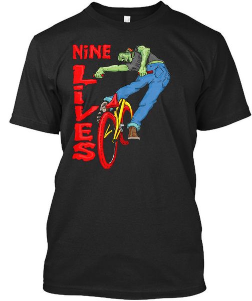 crew neck men's tee nine lives bmx turndown biker cyc standard t-shirt tshirt homme