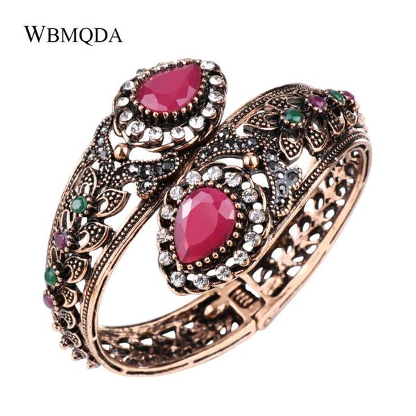 2020 new vintage red resin bangles antique gold color crystal flower cuff bracelets for women turkish jewelry, Black
2020 new vintage red resin bangles antique gold color crystal flower cuff bracelets for women turkish jewelry, Black