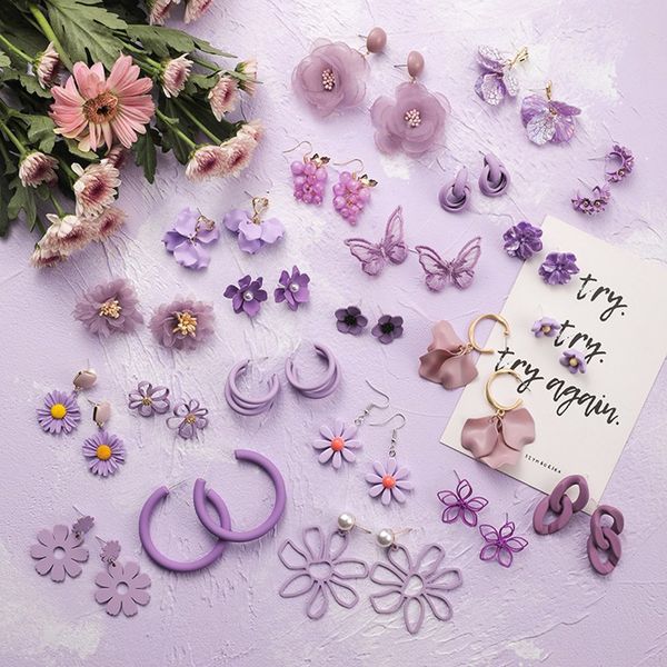 quality 2020 korean new fashion purple flower geometric heart stud earrings for women students holiday pendientes jewelry
quality 2020 korean new fashion purple flower geometric heart stud earrings for women students holiday pendientes jewelry