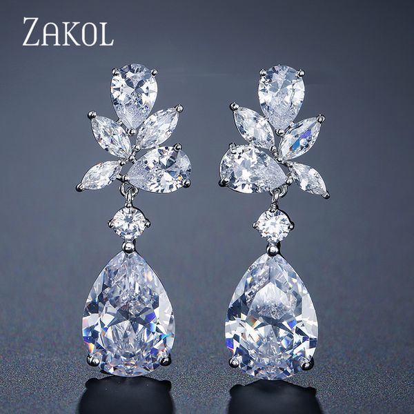 dangle & chandelier zakol romantic bridal wedding accessories jewelry exquisite cubic zircon drop earrings with rose gold color fsep2196, Silver
dangle & chandelier zakol romantic bridal wedding accessories jewelry exquisite cubic zircon drop earrings with rose gold color fsep2196, Silver