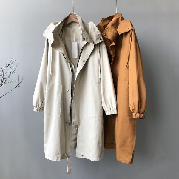 women's trench coats sherhure 2021 autumn fashion brand hooded cotton long casaco feminino for women coat outerwear, Tan;black
women's trench coats sherhure 2021 autumn fashion brand hooded cotton long casaco feminino for women coat outerwear, Tan;black