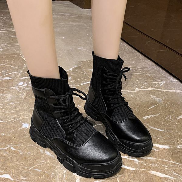 мода pu кожа эластичной ботильоны для женщин густого bottom лоскутной knit носок boots женщина случайных дамы плоских пинеток, Black
мода pu кожа эластичной ботильоны для женщин густого bottom лоскутной knit носок boots женщина случайных дамы плоских пинеток, Black