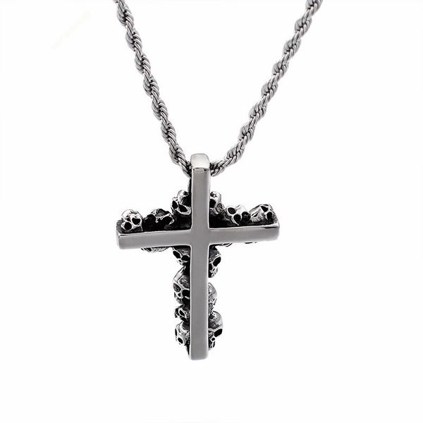 high polished stainless steel cross & skull heads pendant necklaces for men punk pub biker jewelry accessories 2020, Silver
high polished stainless steel cross & skull heads pendant necklaces for men punk pub biker jewelry accessories 2020, Silver