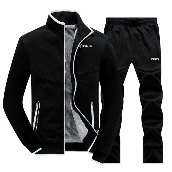 new winter men's sets plus velvet men sportswear set 2 pcs jacket + pants slim tracksuit zip pocket male's warm clothing, Gray
new winter men's sets plus velvet men sportswear set 2 pcs jacket + pants slim tracksuit zip pocket male's warm clothing, Gray
