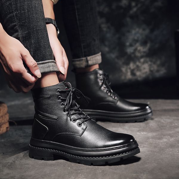misalwa fall winter genuine leather boots for men high lace-up combat tactical boots platform men shoes, Black
misalwa fall winter genuine leather boots for men high lace-up combat tactical boots platform men shoes, Black