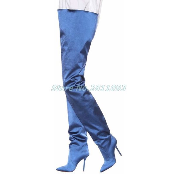 satin fashion ladies thigh high boots pointed toe boots catwalk nightclub over the knee long thigh shoes solid velvet zipper, Black
satin fashion ladies thigh high boots pointed toe boots catwalk nightclub over the knee long thigh shoes solid velvet zipper, Black