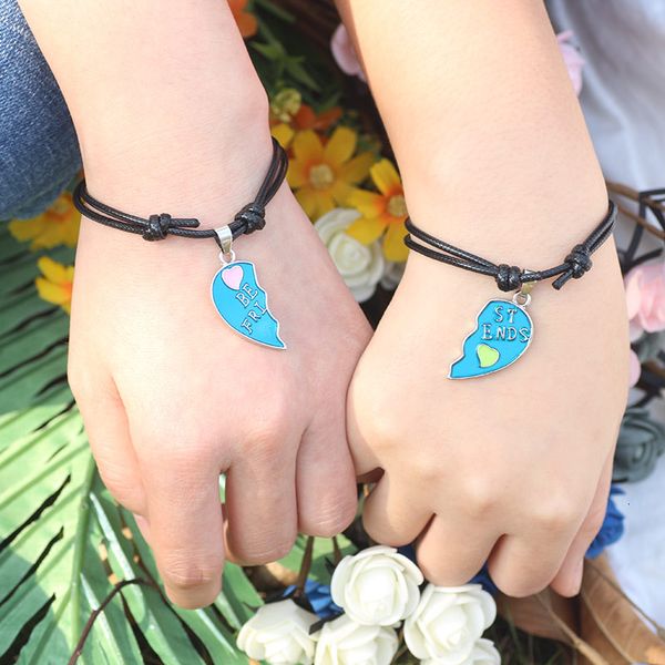 friends bracelet 2 pcs/set adjustable black rope chain for girls heart shape metal variety of forever pendant gifts 2020, Golden;silver
friends bracelet 2 pcs/set adjustable black rope chain for girls heart shape metal variety of forever pendant gifts 2020, Golden;silver
