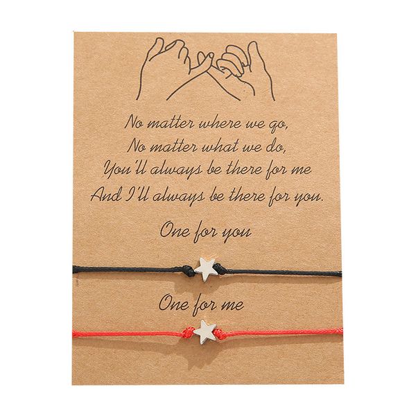 five-pointed star charm bracelets with gift card black red wax rope chain link bracelets fashion jewelry
five-pointed star charm bracelets with gift card black red wax rope chain link bracelets fashion jewelry