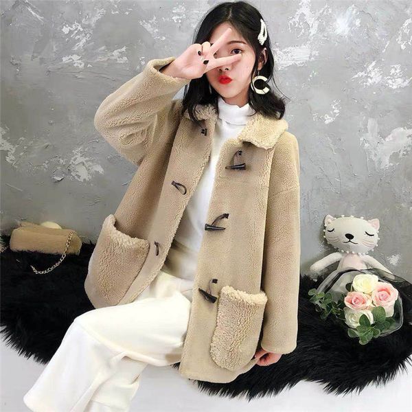 woman fashion lapel collar imitation leather coat fur granular horn button wool college wind pocket brushed jacket winter new, Black
woman fashion lapel collar imitation leather coat fur granular horn button wool college wind pocket brushed jacket winter new, Black