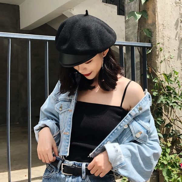 berets caps for women beret korean style stitching woolen autumn and winter japanese octagonal hat boinas para mujer 2021, Blue;gray
berets caps for women beret korean style stitching woolen autumn and winter japanese octagonal hat boinas para mujer 2021, Blue;gray