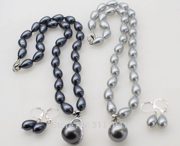 chains one set sea shell pearl rice white/black /gray necklace earrings 18inch wholesale beads nature fppj woman gift xmas, Silver
chains one set sea shell pearl rice white/black /gray necklace earrings 18inch wholesale beads nature fppj woman gift xmas, Silver