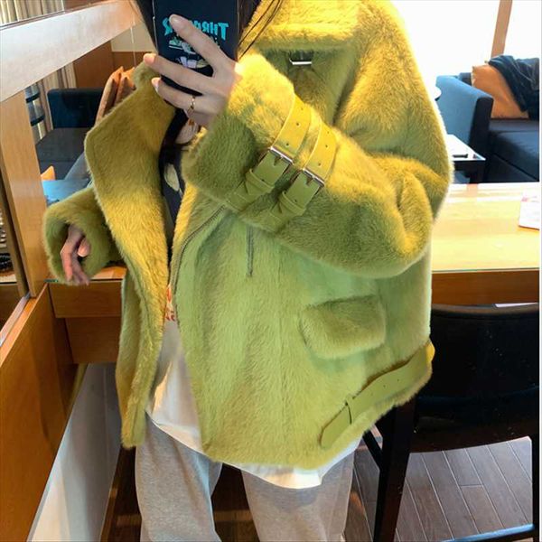 women's fur & faux autumn winter motorcycle suit imitates coats loose double-faced coat women fashion green jackets mw844, Black
women's fur & faux autumn winter motorcycle suit imitates coats loose double-faced coat women fashion green jackets mw844, Black