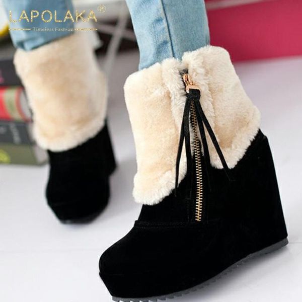 2020 клинья высокие каблуки платформы keep warm плюшевые меха зимняя обувь женщина снега сапоги, Black
2020 клинья высокие каблуки платформы keep warm плюшевые меха зимняя обувь женщина снега сапоги, Black