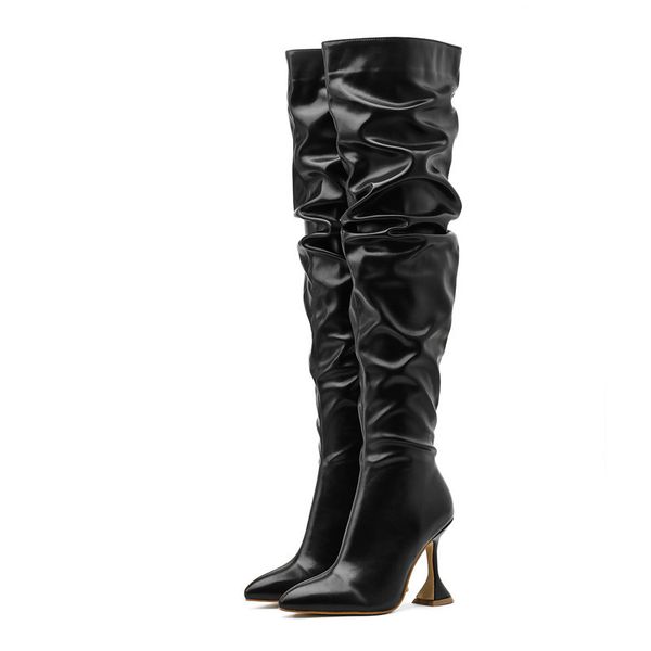 autumn winter women long boots comfortable loose thigh high boots fashion patent leather high heels over the knee shoes, Black
autumn winter women long boots comfortable loose thigh high boots fashion patent leather high heels over the knee shoes, Black