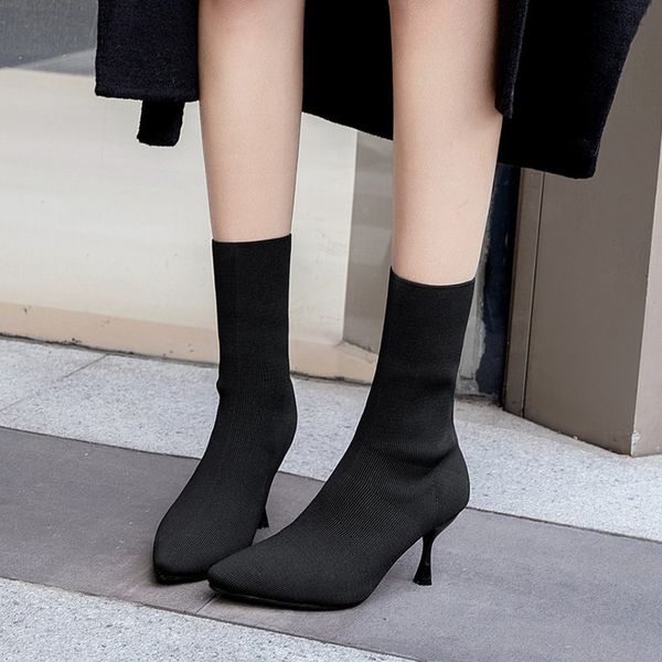 rimocy 2020 осень женская мода черные носки сапоги тонкие высокие каблуки острым носом elastic ботильоны женщина knit stretch сексуальная об, Black 
rimocy 2020 осень женская мода черные носки сапоги тонкие высокие каблуки острым носом elastic ботильоны женщина knit stretch сексуальная об, Black