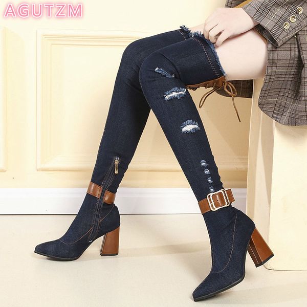 rimocy women slim thigh high denim boots spring 2020 chunky high heels shoes woman casula cowboy over the knee botas mujer, Black
rimocy women slim thigh high denim boots spring 2020 chunky high heels shoes woman casula cowboy over the knee botas mujer, Black