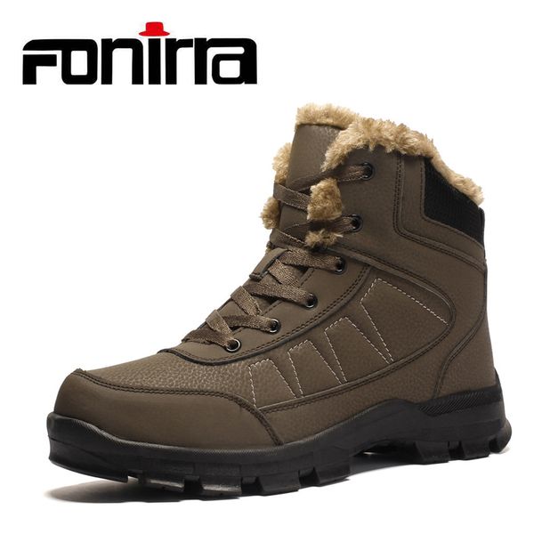 fonirra plus size 39-47 waterproof mountain boots hiking men plush fur sewing rubber ankle boots warm winter casual shoes 930, Black 
fonirra plus size 39-47 waterproof mountain boots hiking men plush fur sewing rubber ankle boots warm winter casual shoes 930, Black