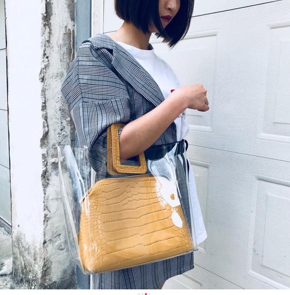 women's new summer fashion clear elegant handbag 2 pcs tote set with clutch bag coin purse bag praty office daily jelly
women's new summer fashion clear elegant handbag 2 pcs tote set with clutch bag coin purse bag praty office daily jelly