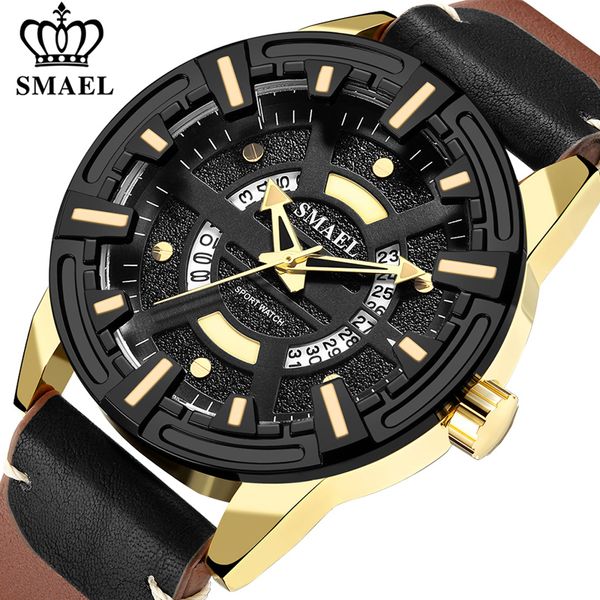 smael watch chronograph sport men watches quartz clock leather waterproof male wristwatch relogio masculino fashion gift for men, Slivery;brown
smael watch chronograph sport men watches quartz clock leather waterproof male wristwatch relogio masculino fashion gift for men, Slivery;brown