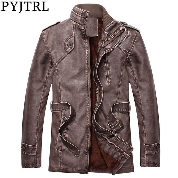 pyjtrl men's autumn winter thick leather fleece lining coat fasjion casual slim washed pu leather windbreaker thickened jacket, Black
pyjtrl men's autumn winter thick leather fleece lining coat fasjion casual slim washed pu leather windbreaker thickened jacket, Black