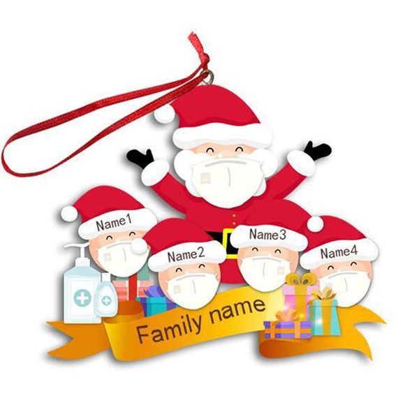 Family Face Mask Of 3 4 5 6 Christmas Ornament Ins Personalized Pandemic Xmas Tree Snowman Hanging Pendents Party Supplies Decoration F91602