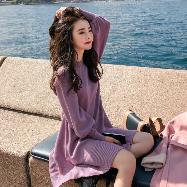 autumn and winter new french loose sweater knitted dresssweater dress dress women's mid-length slim inside base skirt sqc0h, Black;gray
autumn and winter new french loose sweater knitted dresssweater dress dress women's mid-length slim inside base skirt sqc0h, Black;gray