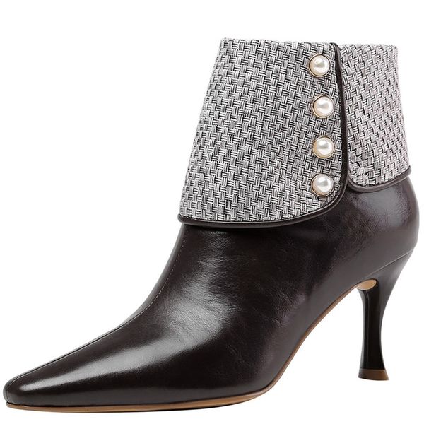 autumn winter vintage genuine cow leather women ankle boots high heels short boots dress office ladies party shoes woman, Black
autumn winter vintage genuine cow leather women ankle boots high heels short boots dress office ladies party shoes woman, Black