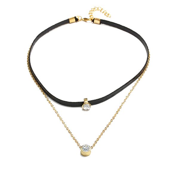 korean fashion black flannelette choker necklace elegant women's wedding double layer gold chain charming lady crystal jewelry, Silver
korean fashion black flannelette choker necklace elegant women's wedding double layer gold chain charming lady crystal jewelry, Silver