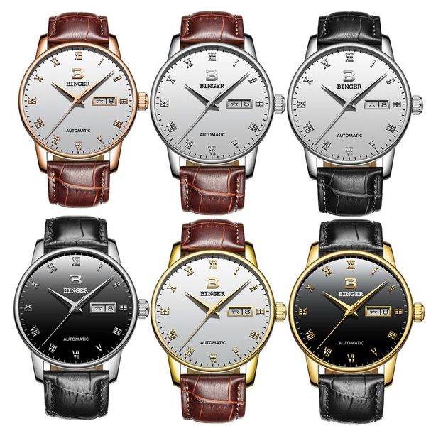 wristwatches genuine binger b-5005m belove series mechanical couple watch business elite gentleman style simple and generous fashion crystal, Slivery;brown 
wristwatches genuine binger b-5005m belove series mechanical couple watch business elite gentleman style simple and generous fashion crystal, Slivery;brown