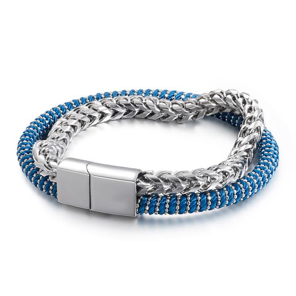 european and american personality titanium steel double chain men's bracelet fashion men's woven leather bracelet birthday gift, Black
european and american personality titanium steel double chain men's bracelet fashion men's woven leather bracelet birthday gift, Black