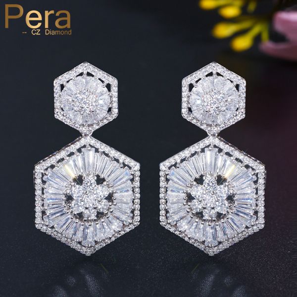 pera 2020 european style bridal wedding jewery large cubic zirconia fairy size long hexagon earrings for women accessories e267, Silver
pera 2020 european style bridal wedding jewery large cubic zirconia fairy size long hexagon earrings for women accessories e267, Silver