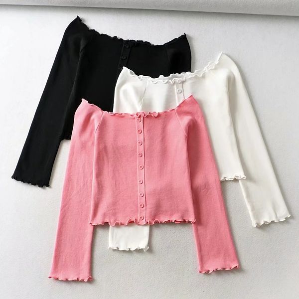 2020 women knits tees clothing autumn fall women's fashion show thin word shoulder short-style wooden long-sleeve button jacket, White
2020 women knits tees clothing autumn fall women's fashion show thin word shoulder short-style wooden long-sleeve button jacket, White