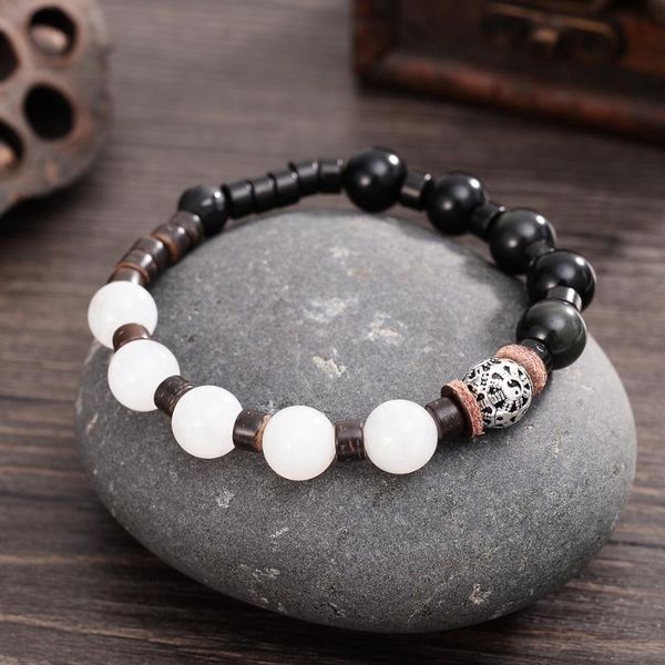 beaded, strands antique ying yang bagua beads bracelets obsidian white moon 10mm stones coconut shell spacers stretch, Black
beaded, strands antique ying yang bagua beads bracelets obsidian white moon 10mm stones coconut shell spacers stretch, Black