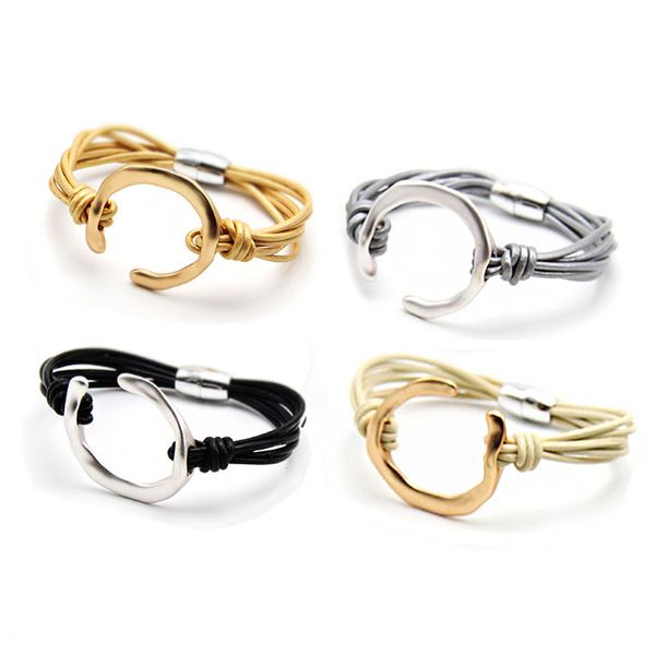 charm bracelets handmade genuine leather layer simple chic bracelet handicraft personality bangle jewelry for women men, Golden;silver
charm bracelets handmade genuine leather layer simple chic bracelet handicraft personality bangle jewelry for women men, Golden;silver