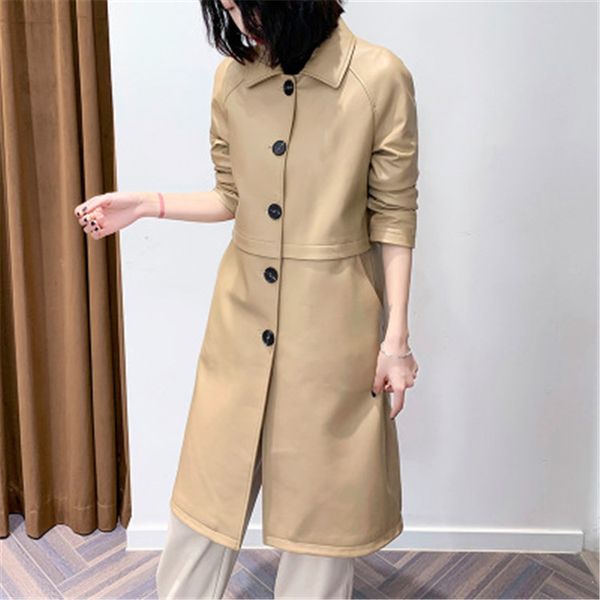 2020 women spring genuine real sheep leather jacket r32, Black