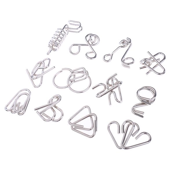 12pcs/set chinese ring metal wire puzzle iq disentanglement magic brain teaser puzzles game for kids adults educational toys gifts
12pcs/set chinese ring metal wire puzzle iq disentanglement magic brain teaser puzzles game for kids adults educational toys gifts