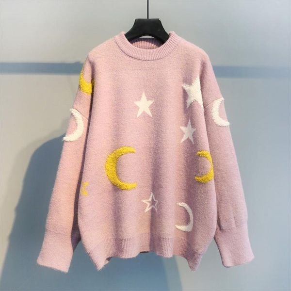 h.sa корейской женщина тяговый и свитер 2019 new stars moon повседневной перемычки для женщин сладкого трикотажа розового свитера и пуловеро, White;black
h.sa корейской женщина тяговый и свитер 2019 new stars moon повседневной перемычки для женщин сладкого трикотажа розового свитера и пуловеро, White;black