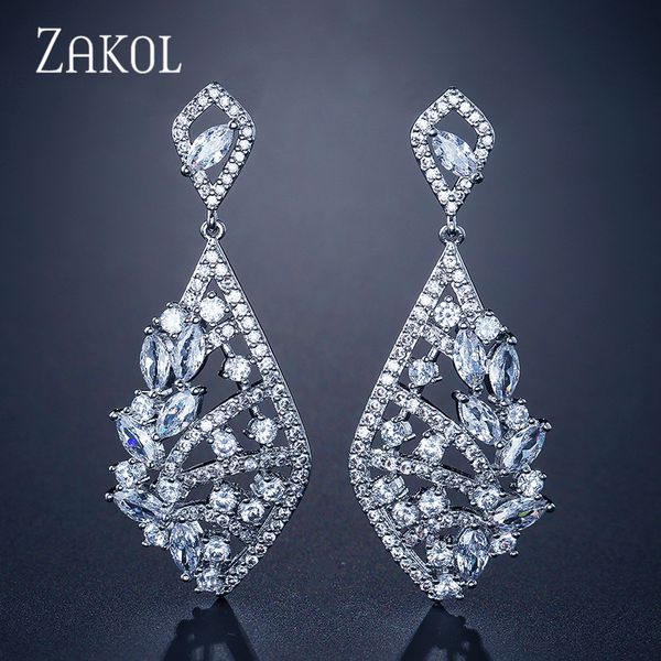 dangle & chandelier zakol big drop earrings for women cubic zircon bridal wedding dinner dress brincos jewelry fsep2086, Silver
dangle & chandelier zakol big drop earrings for women cubic zircon bridal wedding dinner dress brincos jewelry fsep2086, Silver