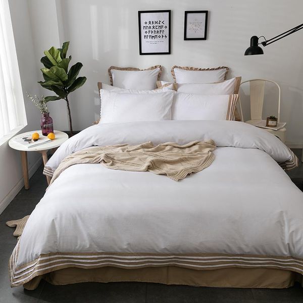4/6pcs luxury 100%cotton simple pure bedding set for home l duvet cover set bed sheet pillowcases king size bed linen
4/6pcs luxury 100%cotton simple pure bedding set for home l duvet cover set bed sheet pillowcases king size bed linen