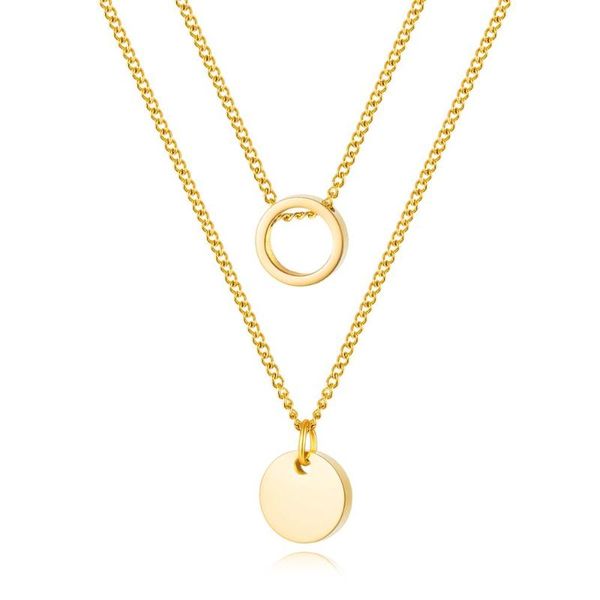 Fashion stainless steel contracted design classic double small round bead chain smooth wafers pendant women's clavicle necklace, Silver
Fashion stainless steel contracted design classic double small round bead chain smooth wafers pendant women's clavicle necklace, Silver