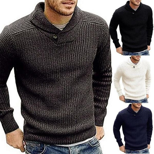 men autumn winter lapel collar long sleeve thick warm knitted pullover sweater men's slim knitted pullovers, White;black
men autumn winter lapel collar long sleeve thick warm knitted pullover sweater men's slim knitted pullovers, White;black