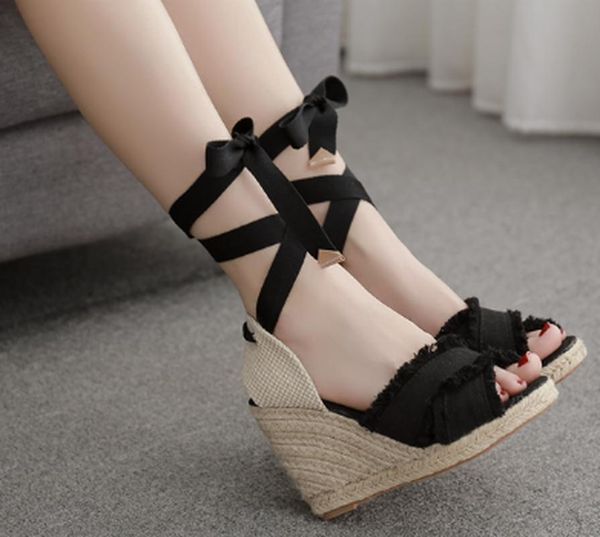 women summer pumps wedges high heels shoes woman lace up weave canvas party sandals female mujer sapato feminino n388, Black
women summer pumps wedges high heels shoes woman lace up weave canvas party sandals female mujer sapato feminino n388, Black