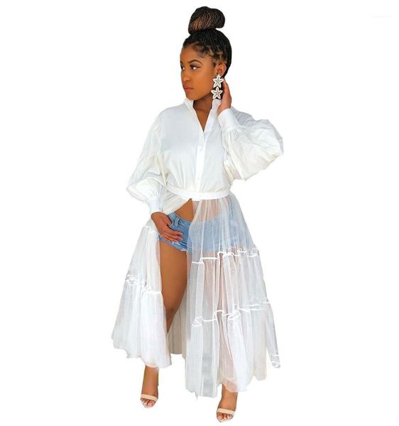 stand collar solid color shirt dresses famale clothes women mesh panelled dress stacked sleeve, White;black
stand collar solid color shirt dresses famale clothes women mesh panelled dress stacked sleeve, White;black
