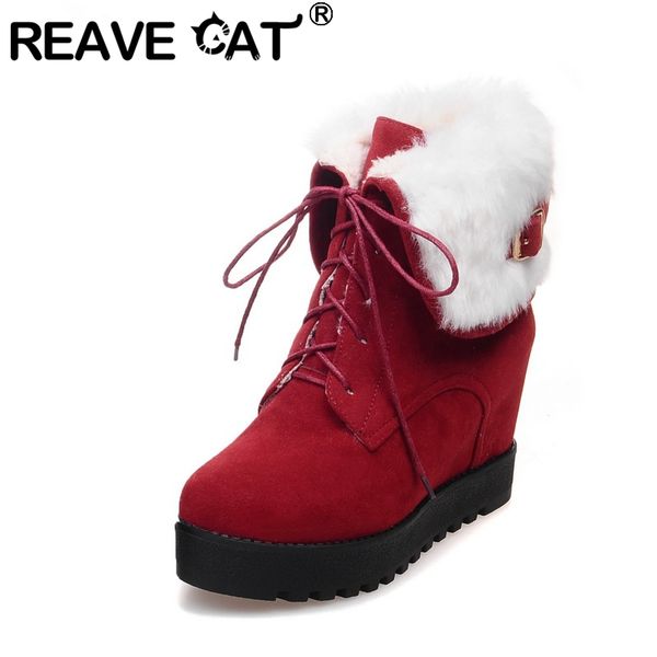reave cat woman snow winter warm ankle boots hide platform round toe flock lace-up cross-tie bukle puls size 33-43 casual, Black
reave cat woman snow winter warm ankle boots hide platform round toe flock lace-up cross-tie bukle puls size 33-43 casual, Black