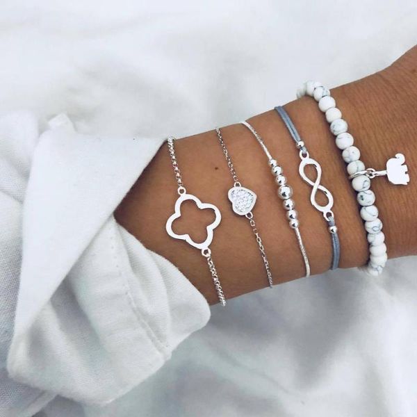 5 set/piece fashion infinity bracelet beaded bead bracelet clover elephant lucky moonstone set, Golden;silver
5 set/piece fashion infinity bracelet beaded bead bracelet clover elephant lucky moonstone set, Golden;silver