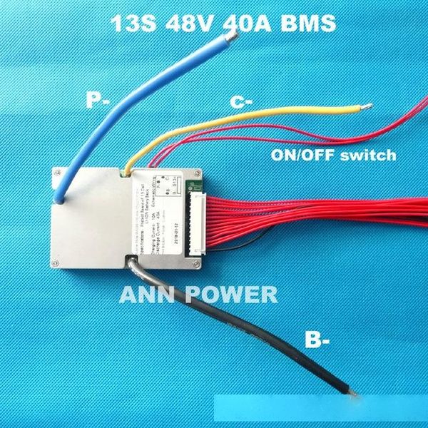 battery storage boxes 3.7v cell 13s 48v 40a lithium battery bms with on/off switch and balance function continuous current 40a maximum
battery storage boxes 3.7v cell 13s 48v 40a lithium battery bms with on/off switch and balance function continuous current 40a maximum